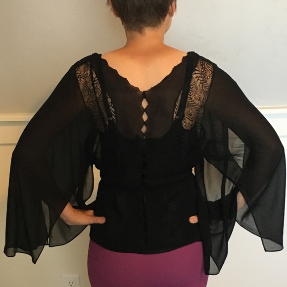 BCBGMaxAzria Black Silk Blouse Sz XXS - Picture 3 of 13